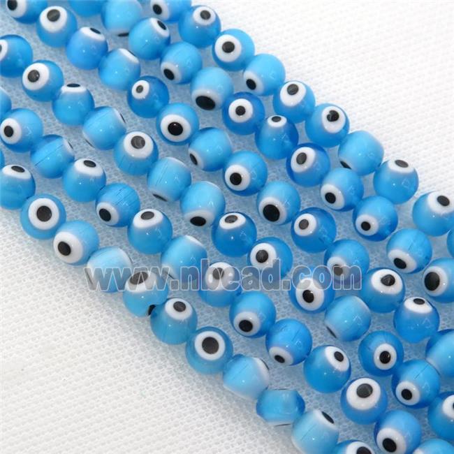 round blue Lampwork Glass Beads with evil eye