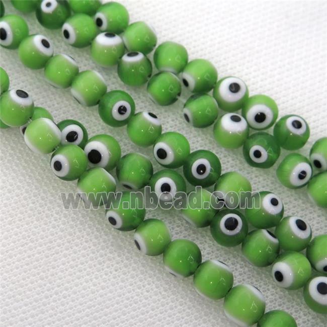 round green Lampwork Glass Beads with evil eye