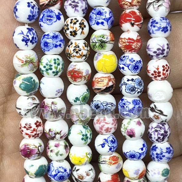 Porcelain beads, round, mixed