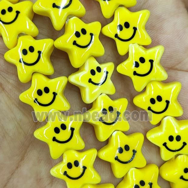 Yellow Porcelain Star Beads Smile Emoji