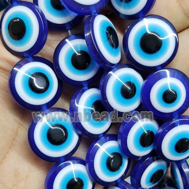 Blue Resin Circle Evil Eye Beads