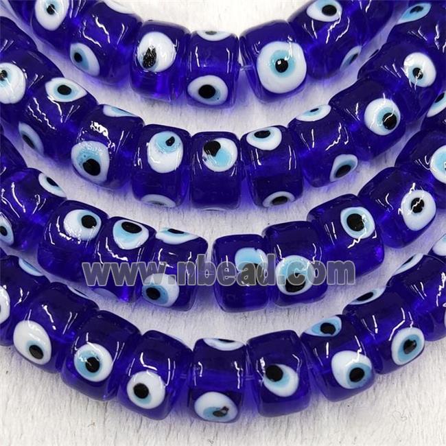 Deepblue Lampwork Glass Heishi Beads With Evil Eye