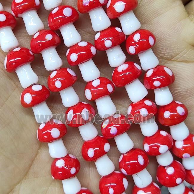 Red Lampwork Mushroom Beads