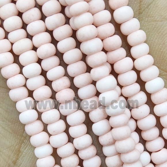 Pink Lampwork Glass Rondelle Beads Matte