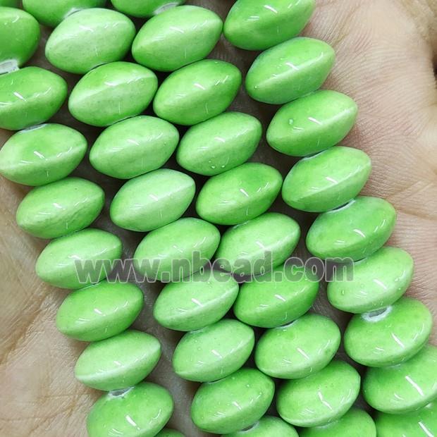 Green Lampwork Glass Bicone Beads