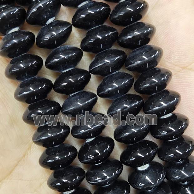 Black Lampwork Glass Bicone Beads