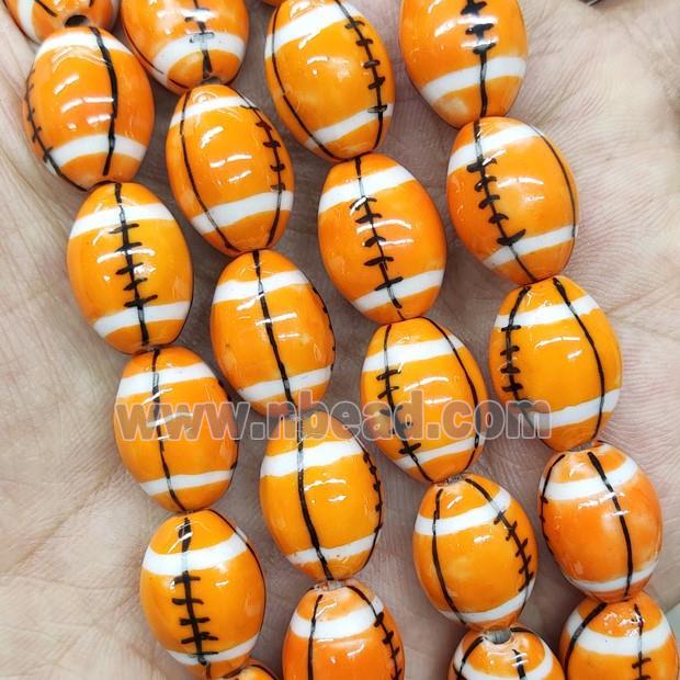 Orange Porcelain Rugby Beads American Football Rice