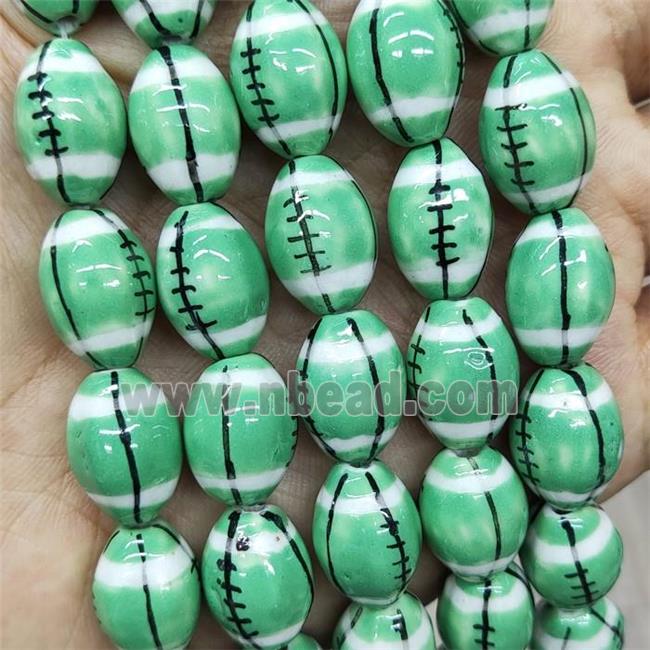 Green Porcelain Rugby Beads American Football Rice