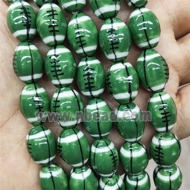 Deepgreen Porcelain Rugby Beads American Football Rice
