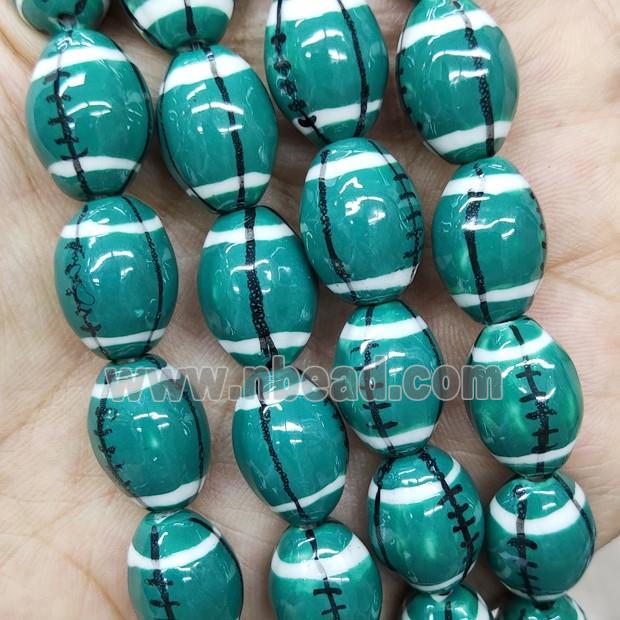 Peacockgreen Porcelain Rugby Beads American Football Rice