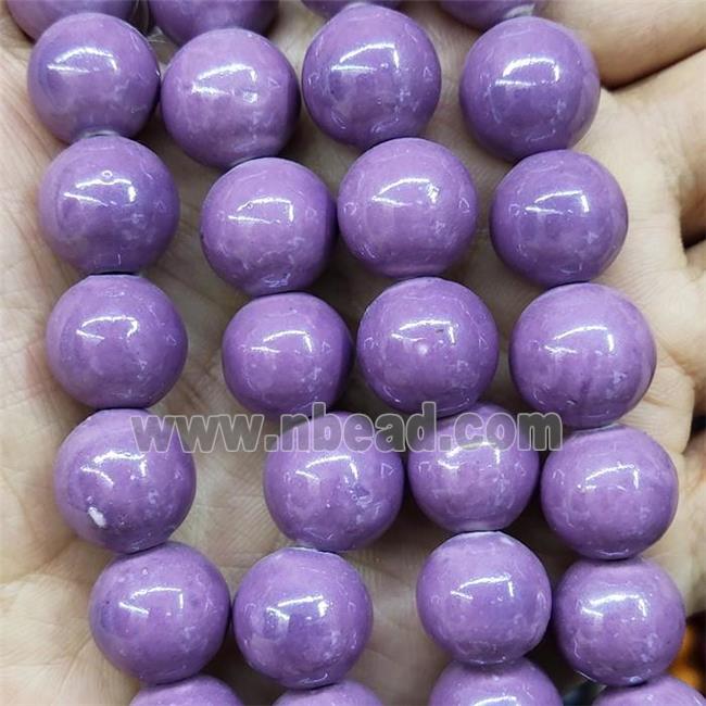 Purple Porcelain Beads Smooth Round Ceramic