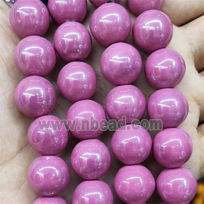 Pink Porcelain Round Beads Smooth