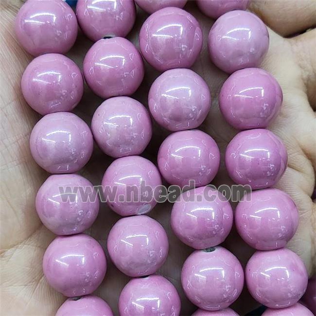 Pink Porcelain Beads Smooth Round