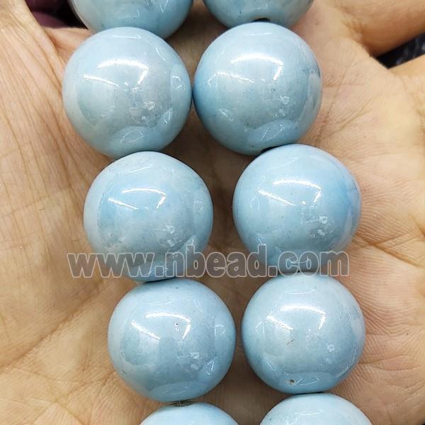 Lt.blue Porcelain Beads Smooth Round