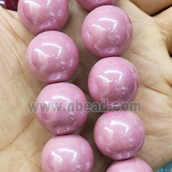 Pink Porcelain Beads Smooth Round