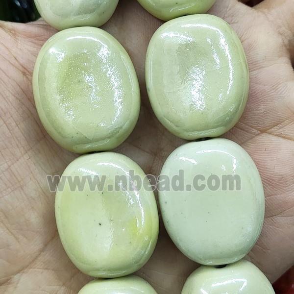 Olive Porcelain Oval Beads