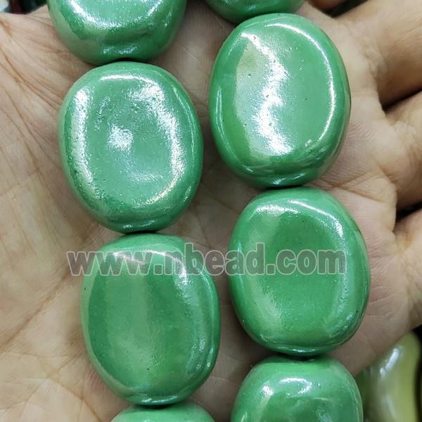 Green Porcelain Beads Oval