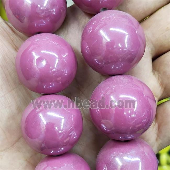 Pink Porcelain Large Beads Ceramic Smooth Round