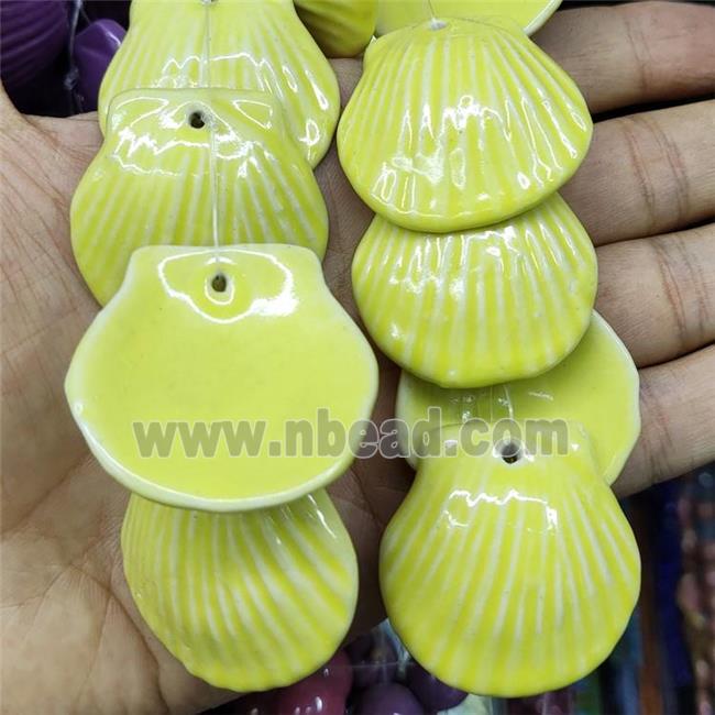 Yellow Porcelain Pendant Scallop Shell Shape