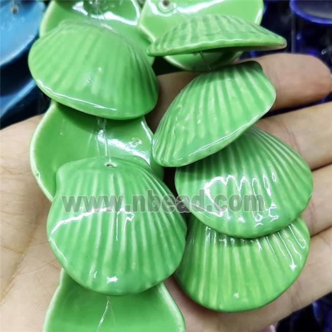 Green Porcelain Pendant Scallop Shell Shape