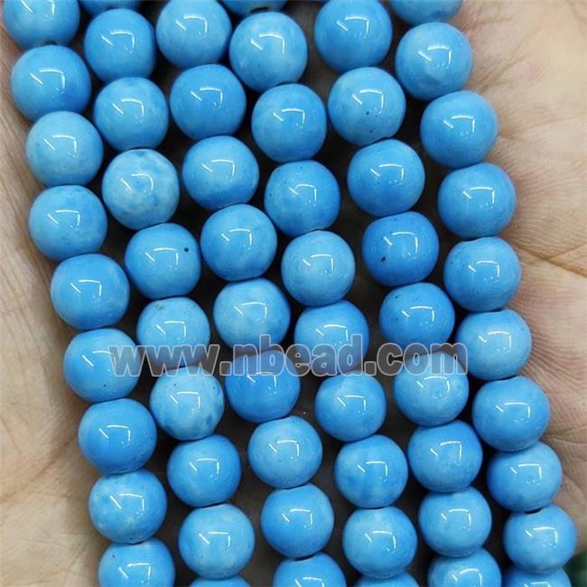Blue Porcelain Round Beads Smooth