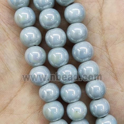 Gray Porcelain Beads Smooth Round