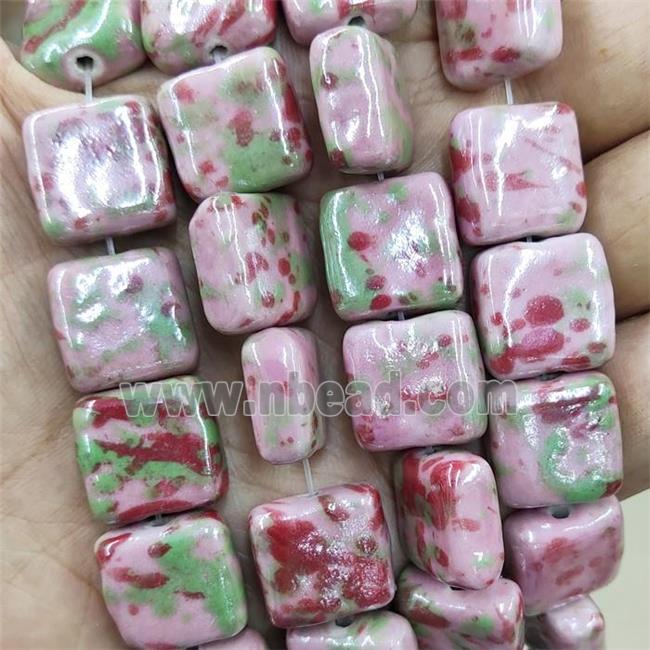 Pink Porcelain Square Beads Ceramic
