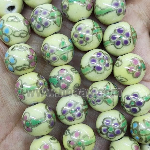 Porcelain Beads Green Smooth Round