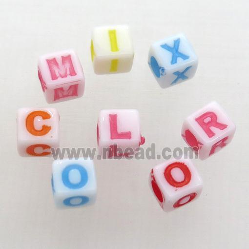 plastic lettle beads, cube, mix