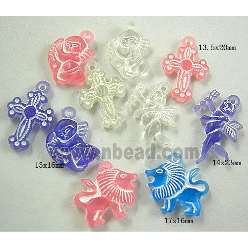 Colorful Plastic Pendant Beads, mixed