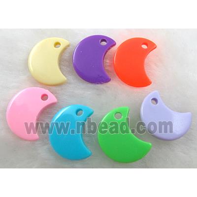 Colorful Plastic Pendant, moon-shape, mixed color