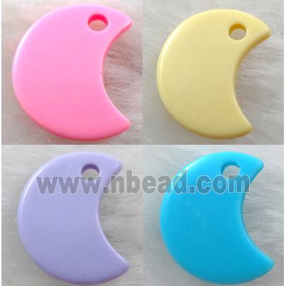 Colorful Plastic Pendant, moon-shape, mixed color