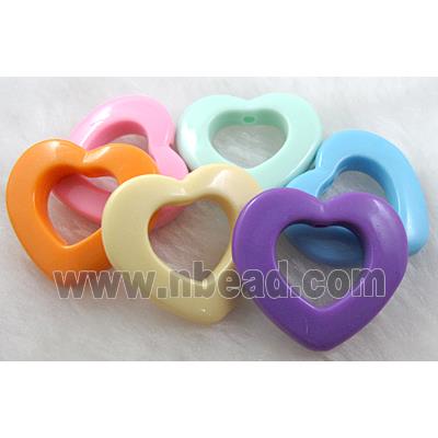 resin beads, heart, mixed color