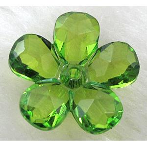 Acrylic flower beads, transparent, faceted, olive