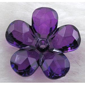 Acrylic flower beads, transparent, faceted, deep-purple