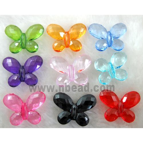 Butterfly Acrylic spacer bead, transparent, mixed color