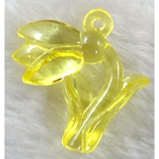 Flower Acrylic pendant, transparent, yellow