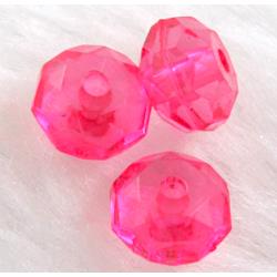 faceted rondelle Acrylic Bead, transparent, hot pink