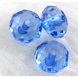 faceted rondelle Acrylic Bead, transparent, blue