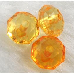 faceted rondelle Acrylic Bead, transparent, orange