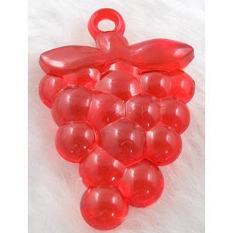 Grape Acrylic pendant, transparent, red