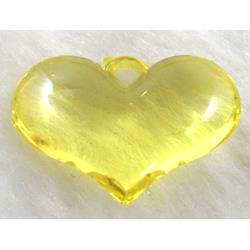 Acrylic pendant, heart, yellow