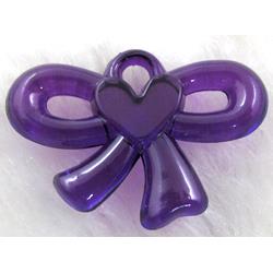 Acrylic pendant, bowknot, deep purple