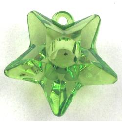 Acrylic pendant, star, transparent, green