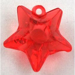 Acrylic pendant, star, transparent, red