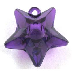 Acrylic pendant, star, transparent, deep purple