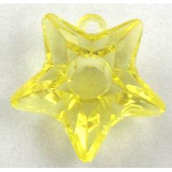 Acrylic pendant, star, transparent, yellow