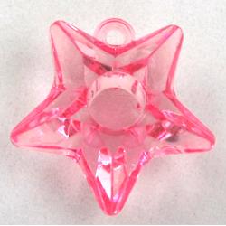 Acrylic pendant, star, transparent, pink