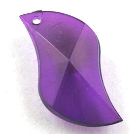 Acrylic pendant, leaf, transparent, deep purple