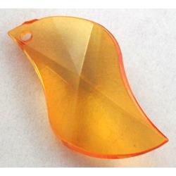Acrylic pendant, leaf, transparent, orange